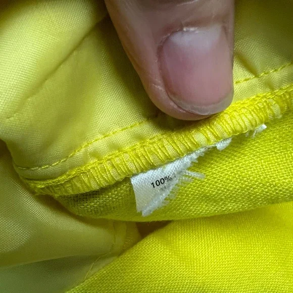 LOFT Marisa Yellow Linen Blend Wide Leg Pants Size 4 Casual Summer Coastal Beach - Picture 5 of 12